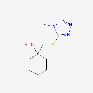 molecular formula C10H17N3OS B1464459 1-{[(4-methyl-4H-1,2,4-triazol-3-yl)sulfanyl]methyl}cyclohexan-1-ol CAS No. 1498824-55-7