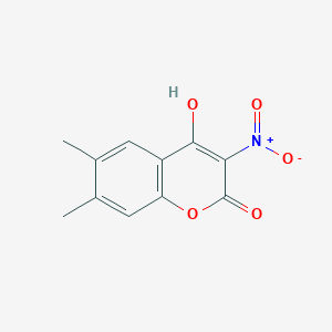 molecular formula C11H9NO5 B14644728 4-Hydroxy-6,7-dimethyl-3-nitro-2H-1-benzopyran-2-one CAS No. 55005-22-6