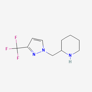 molecular formula C10H14F3N3 B1464474 2-((3-(trifluorométhyl)-1H-pyrazol-1-yl)méthyl)pipéridine CAS No. 1248126-31-9