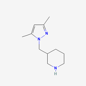 molecular formula C11H19N3 B1464570 3-((3,5-二甲基-1H-吡唑-1-基)甲基)哌啶 CAS No. 1211495-48-5