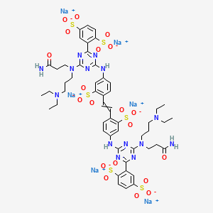 1,4-Benzenedisulfonic acid, 2,2'-[1,2-ethenediylbis[(3-sulfo-4,1-phenylene)imino[6-[(3-amino-3-oxopropyl)[3-(diethylamino)propyl]amino]-1,3,5-triazine-4,2-diyl]]]bis-, hexasodium salt