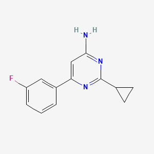 molecular formula C13H12FN3 B1464589 2-环丙基-6-(3-氟苯基)嘧啶-4-胺 CAS No. 1306712-48-0