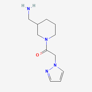 molecular formula C11H18N4O B1464592 1-[3-(aminomethyl)piperidin-1-yl]-2-(1H-pyrazol-1-yl)ethan-1-one CAS No. 1249896-52-3