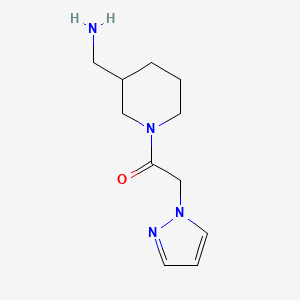 molecular formula C11H18N4O B1464592 1-[3-(氨甲基)哌啶-1-基]-2-(1H-吡唑-1-基)乙انون CAS No. 1249896-52-3