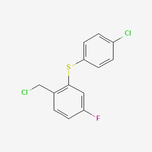 molecular formula C13H9Cl2FS B14646622 1-(Chloromethyl)-2-[(4-chlorophenyl)sulfanyl]-4-fluorobenzene CAS No. 56096-95-8