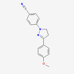 molecular formula C17H15N3O B14646746 4-[3-(4-Methoxyphenyl)-4,5-dihydro-1H-pyrazol-1-yl]benzonitrile CAS No. 53954-79-3