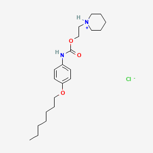 molecular formula C21H35ClN2O3 B14646889 N-(2-(4-Heptyloxyphenylcarbamoyloxy)ethyl)piperidinium chloride CAS No. 55792-23-9