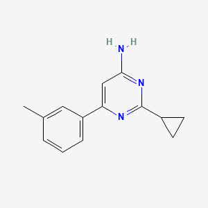 molecular formula C14H15N3 B1464698 2-Cyclopropyl-6-(3-methylphenyl)pyrimidin-4-amine CAS No. 1306712-41-3