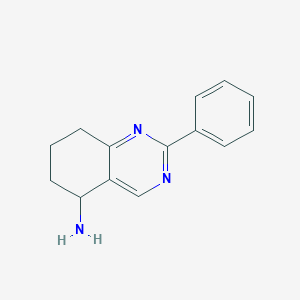 molecular formula C14H15N3 B1464702 2-Phenyl-5,6,7,8-tetrahydro-5-quinazolinamine CAS No. 927803-68-7