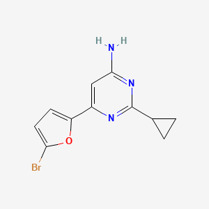 molecular formula C11H10BrN3O B1464716 6-(5-溴呋喃-2-基)-2-环丙基嘧啶-4-胺 CAS No. 1249549-42-5
