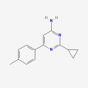 molecular formula C14H15N3 B1464722 2-Cyclopropyl-6-(4-methylphenyl)pyrimidin-4-amine CAS No. 1306432-85-8