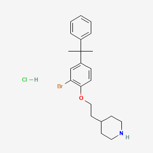 molecular formula C22H29BrClNO B1464762 4-{2-[2-Bromo-4-(1-methyl-1-phenylethyl)phenoxy]-ethyl}piperidine hydrochloride CAS No. 1220029-82-2