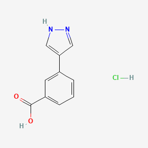 molecular formula C10H9ClN2O2 B1464767 3-(1H-吡唑-4-基)苯甲酸盐酸盐 CAS No. 1187931-83-4
