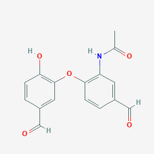 molecular formula C16H13NO5 B14647897 Acetamide, N-[5-formyl-2-(5-formyl-2-hydroxyphenoxy)phenyl]- CAS No. 54291-79-1