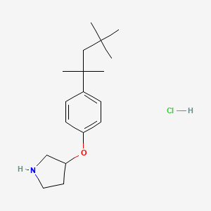 molecular formula C18H30ClNO B1464835 3-[4-(1,1,3,3-Tetramethylbutyl)phenoxy]-pyrrolidine hydrochloride CAS No. 1220029-33-3
