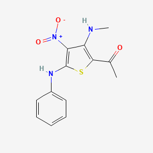 1-[5-Anilino-3-(methylamino)-4-nitrothiophen-2-yl]ethan-1-one