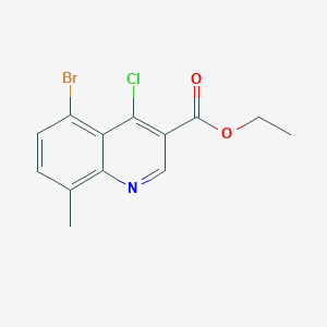 molecular formula C13H11BrClNO2 B1464995 3-喹啉甲酸，5-溴-4-氯-8-甲基-，乙酯 CAS No. 1157726-85-6