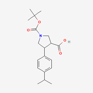 molecular formula C19H27NO4 B1465033 1-(Tert-butoxycarbonyl)-4-(4-isopropylphenyl)pyrrolidine-3-carboxylic acid CAS No. 1366835-78-0