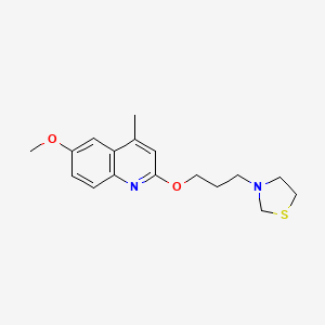 molecular formula C17H22N2O2S B14650632 Thiazolidine, 3-(3-(6-methoxy-4-methyl-2-quinolinyloxy)propyl)- CAS No. 41288-18-0