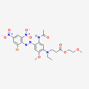 molecular formula C23H27BrN6O9 B14650717 beta-Alanine, N-[5-(acetylamino)-4-[(2-bromo-4,6-dinitrophenyl)azo]-2-methoxyphenyl]-N-ethyl-, 2-methoxyethyl ester CAS No. 42861-47-2