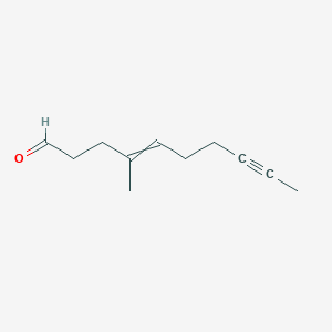 molecular formula C11H16O B14650806 4-Methyldec-4-en-8-ynal CAS No. 41143-17-3