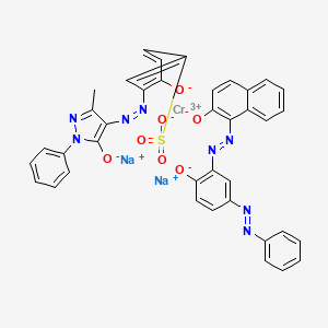 Chromate(2-), (3-((4,5-dihydro-3-methyl-5-(oxo-kappaO)-1-phenyl-1H-pyrazol-4-yl)azo-kappaN)-4-(hydroxy-kappaO)benzenesulfonato(3-))(1-((2-(hydroxy-kappaO)-5-(phenylazo)phenyl)azo-kappaN1)-2-naphthalenolato(2-)-kappaO)-, disodium