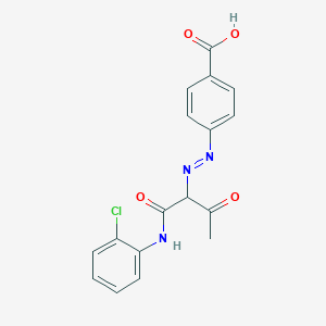 molecular formula C17H14ClN3O4 B14651075 4-{(E)-[1-(2-Chloroanilino)-1,3-dioxobutan-2-yl]diazenyl}benzoic acid CAS No. 50983-67-0