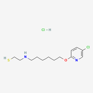 molecular formula C13H22Cl2N2OS B14651155 Ethanethiol, 2-(6-(5-chloro-2-pyridyloxy)hexyl)amino-, hydrochloride CAS No. 41287-57-4