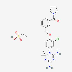 [3-[[2-Chloro-4-(4,6-diamino-2,2-dimethyl-1,3,5-triazin-1-yl)phenoxy]methyl]phenyl]-pyrrolidin-1-ylmethanone;ethanesulfonic acid