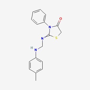 molecular formula C17H17N3OS B14651169 2-{[(4-Methylanilino)methyl]imino}-3-phenyl-1,3-thiazolidin-4-one CAS No. 52772-99-3