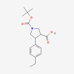 molecular formula C18H25NO4 B1465120 1-(Tert-butoxycarbonyl)-4-(4-ethylphenyl)pyrrolidine-3-carboxylic acid CAS No. 1366600-42-1