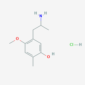 molecular formula C11H18ClNO2 B14651238 5-(2-Aminopropyl)-4-methoxy-2-methylphenol;hydrochloride CAS No. 52336-28-4