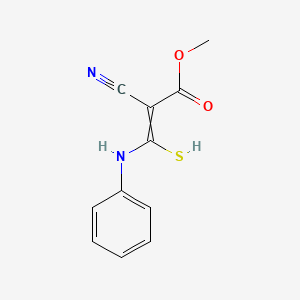 molecular formula C11H10N2O2S B14651347 Methyl 3-anilino-2-cyano-3-sulfanylprop-2-enoate CAS No. 51346-33-9