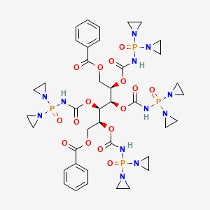 molecular formula C40H54N12O16P4 B14651381 D-Glucitol, 1,6-dibenzoate 2,3,4,5-tetrakis((bis(1-aziridinyl)phosphinyl)carbamate) CAS No. 47914-99-8