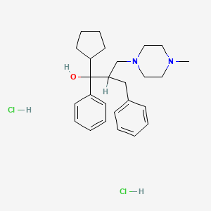 molecular formula C26H38Cl2N2O B14651547 beta-Benzyl-alpha-cyclopentyl-4-methyl-alpha-phenyl-1-piperazinepropanol dihydrochloride CAS No. 40502-72-5