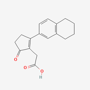 molecular formula C17H18O3 B14651597 [5-Oxo-2-(5,6,7,8-tetrahydronaphthalen-2-yl)cyclopent-1-en-1-yl]acetic acid CAS No. 42349-21-3