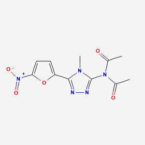 molecular formula C11H11N5O5 B14651649 s-Triazole, 3-(diacetylamino)-4-methyl-5-(5-nitro-2-furyl)- CAS No. 41735-50-6