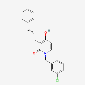 molecular formula C21H18ClNO2 B1465250 1-[(3-Chlorophenyl)methyl]-4-hydroxy-3-(3-phenylprop-2-enyl)pyridin-2-one CAS No. 477888-20-3