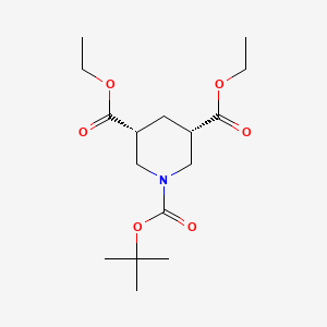 molecular formula C16H27NO6 B1465254 1-(tert-Butyl) 3,5-diethyl (3R,5S)-1,3,5-piperidinetricarboxylate CAS No. 291773-32-5