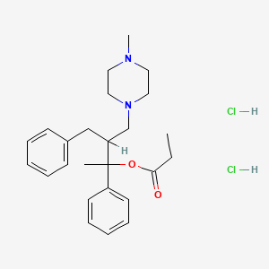 molecular formula C25H36Cl2N2O2 B14652643 1,3-Diphenyl-1-methyl-2-(4-methyl-1-piperazinylmethyl)-1-propanol propionate dihydrochloride CAS No. 40502-69-0