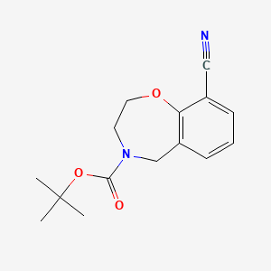 molecular formula C15H18N2O3 B1465267 叔丁基 9-氰基-2,3-二氢苯并[F][1,4]噁杂卓-4(5H)-羧酸酯 CAS No. 1167416-50-3