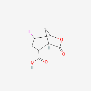 molecular formula C8H9IO4 B14652758 4-Iodo-7-oxo-6-oxabicyclo[3.2.1]octane-2-carboxylic acid CAS No. 48133-18-2