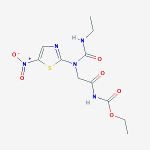 B14652794 ethyl N-[2-[ethylcarbamoyl-(5-nitro-1,3-thiazol-2-yl)amino]acetyl]carbamate CAS No. 50384-89-9