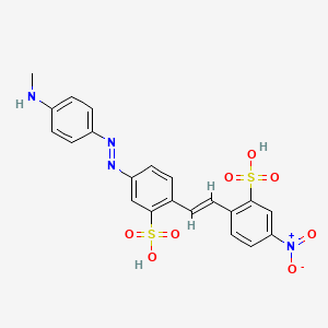 molecular formula C21H18N4O8S2 B14652798 5-((4-(Methylamino)phenyl)azo)-2-(2-(4-nitro-2-sulfophenyl)ethenyl)benzenesulfonic acid CAS No. 42986-15-2