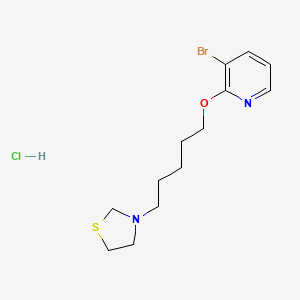 molecular formula C13H20BrClN2OS B14653006 Thiazolidine, 3-(5-(3-bromo-2-pyridyloxy)pentyl)-, hydrochloride CAS No. 41287-82-5