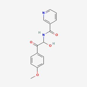 molecular formula C15H14N2O4 B14653931 4-Methoxyphenylglyoxal nicotinamido-hemiacetal CAS No. 42069-26-1