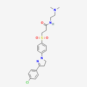 molecular formula C22H27ClN4O3S B14654103 3-[[4-[3-(4-Chlorophenyl)-4,5-dihydro-1H-pyrazol-1-YL]phenyl]sulfonyl]-N-[2-(dimethylamino)ethyl]-propanamide CAS No. 42952-21-6