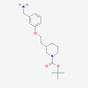 molecular formula C19H30N2O3 B1465481 tert-Butyl 3-{2-[3-(aminomethyl)phenoxy]ethyl}-1-piperidinecarboxylate CAS No. 1353498-18-6