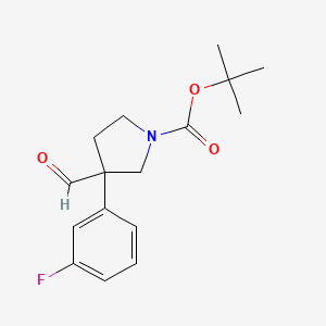molecular formula C16H20FNO3 B1465491 tert-Butyl 3-(3-fluorophenyl)-3-formyl-1-pyrrolidinecarboxylate CAS No. 1353501-39-9