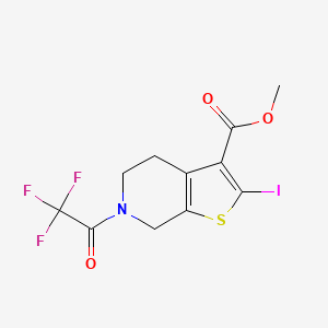 molecular formula C11H9F3INO3S B1465517 Methyl 2-iodo-6-(2,2,2-trifluoroacetyl)-4,5,6,7-tetrahydrothieno[2,3-c]pyridine-3-carboxylate CAS No. 1353498-80-2
